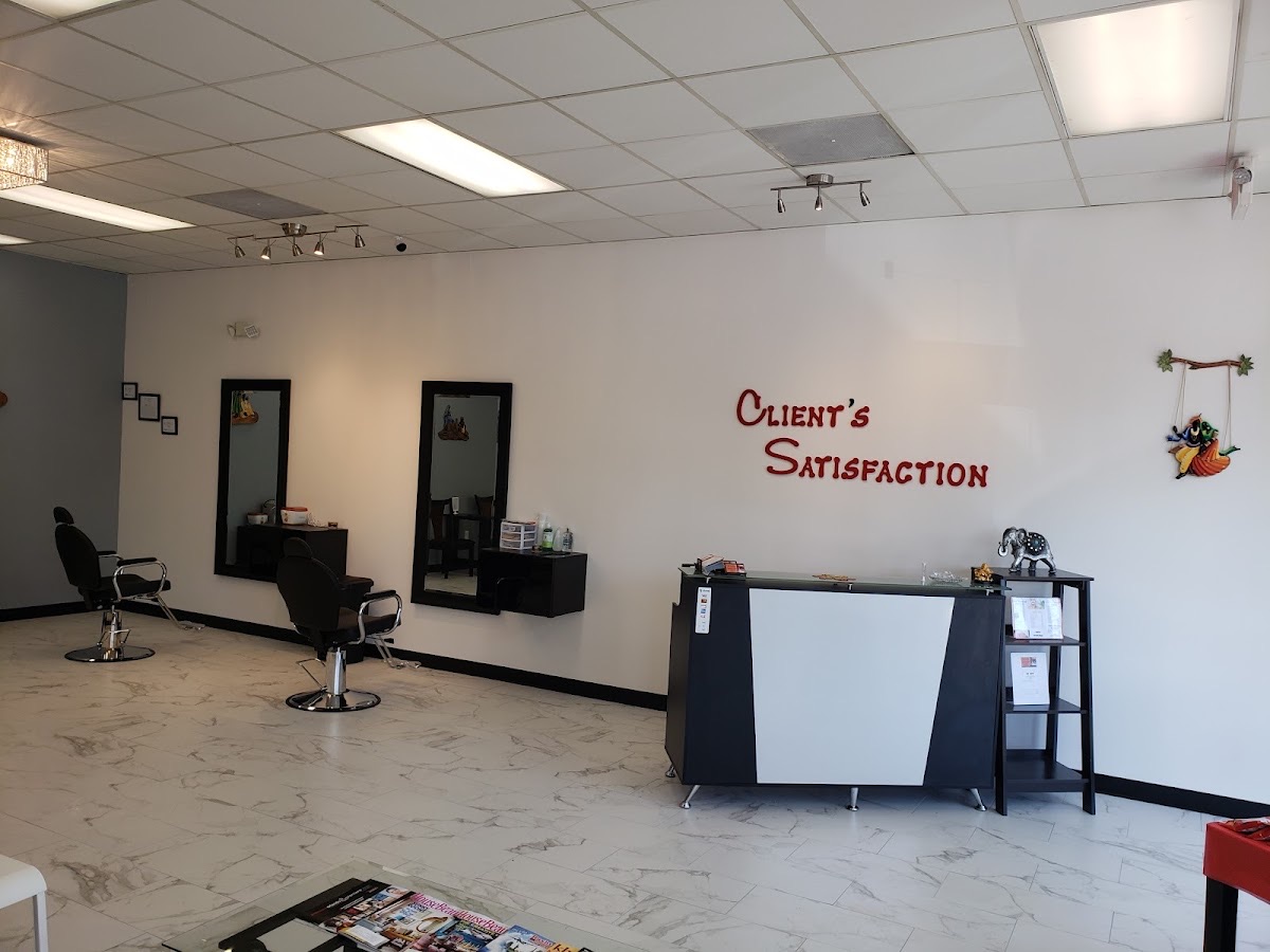 CS Salon styling stations and welcoming reception area